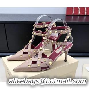 Popular Style Valentino Rockstud Studdy Pink Leather Pumps 90MM 6060805