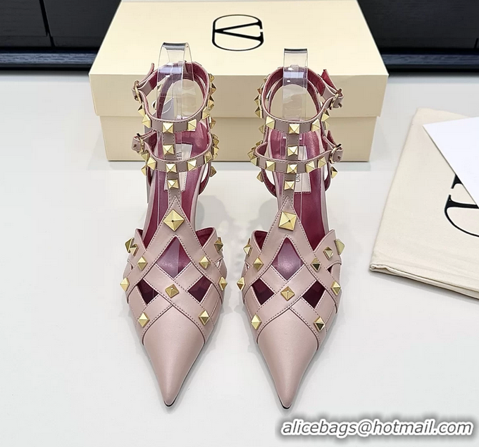 Popular Style Valentino Rockstud Studdy Pink Leather Pumps 90MM 6060805