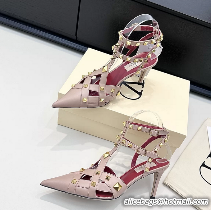 Popular Style Valentino Rockstud Studdy Pink Leather Pumps 90MM 6060805