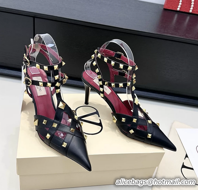 Duplicate Valentino Rockstud Studdy Black Leather Pumps 90MM 6060805