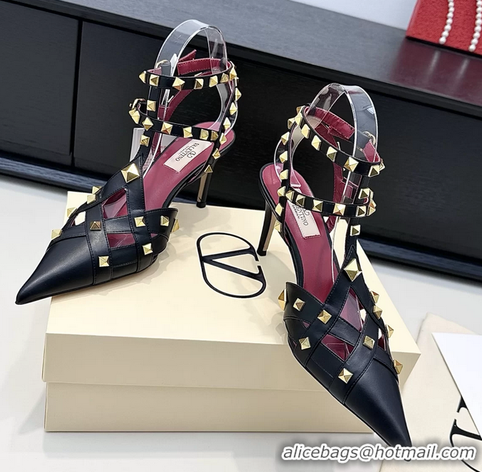 Duplicate Valentino Rockstud Studdy Black Leather Pumps 90MM 6060805