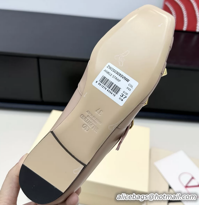 Charming Valentino Rockstud Studdy Pink Leather Mary Janes Ballet Flats 6060806