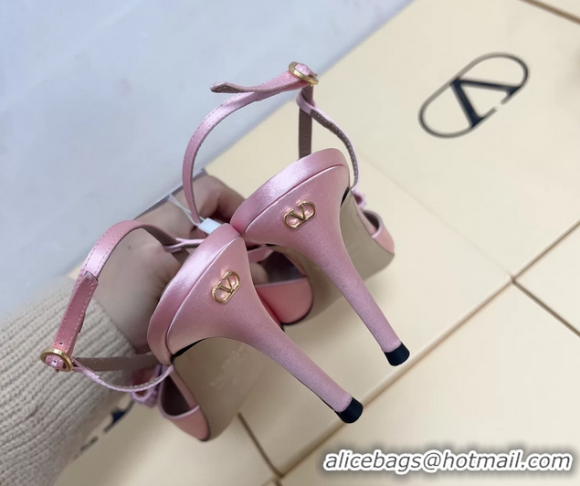 Unique Discount Valentino Bowow Embellished Satin Slingback Pumps Pink 80MM 6060807