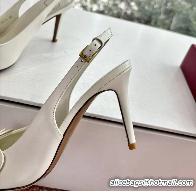 Big Discount Valentino Archive Butterfly White Leather Slingback Pumps 6060808