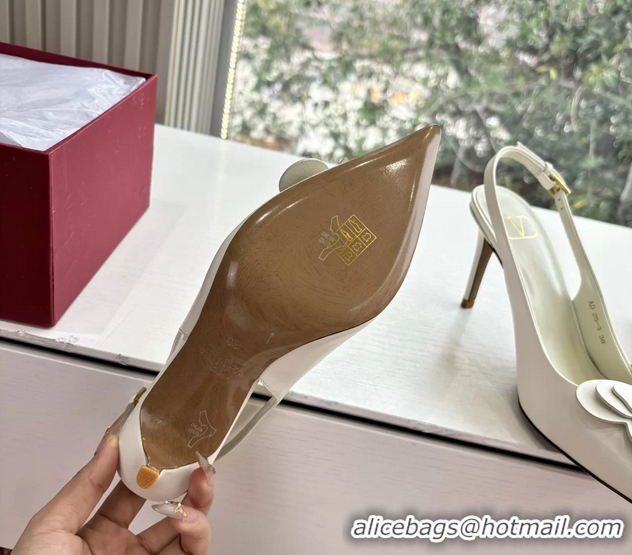 Big Discount Valentino Archive Butterfly White Leather Slingback Pumps 6060808