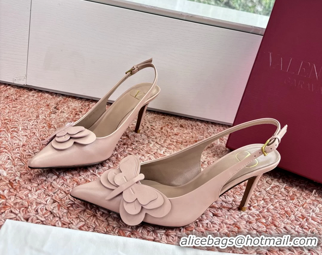 Best Price Valentino Archive Butterfly Pink Leather Slingback Pumps 6060808