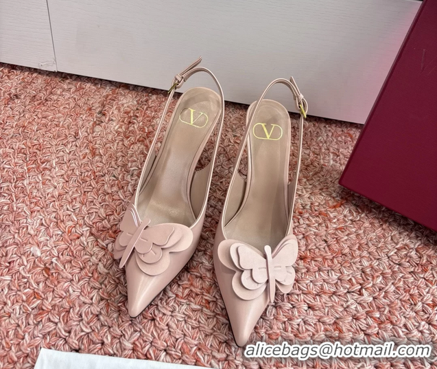 Best Price Valentino Archive Butterfly Pink Leather Slingback Pumps 6060808