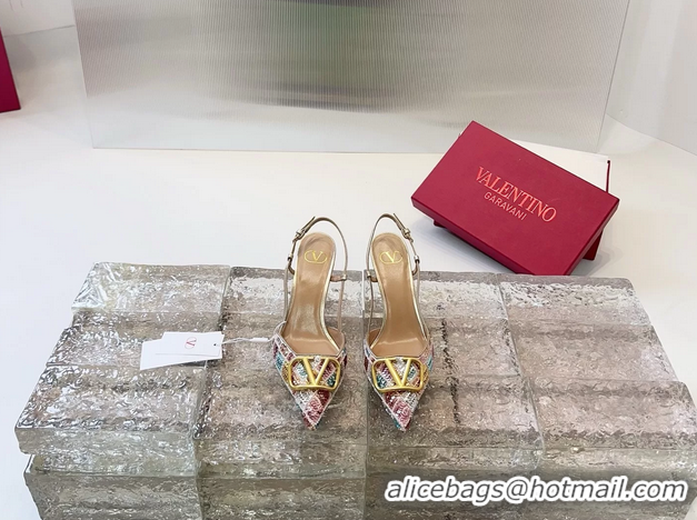 Charming Valentino Vlogo Multicolor Sequins Slingback Pumps 85MM 6060809