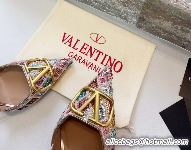 Charming Valentino Vlogo Multicolor Sequins Slingback Pumps 85MM 6060809