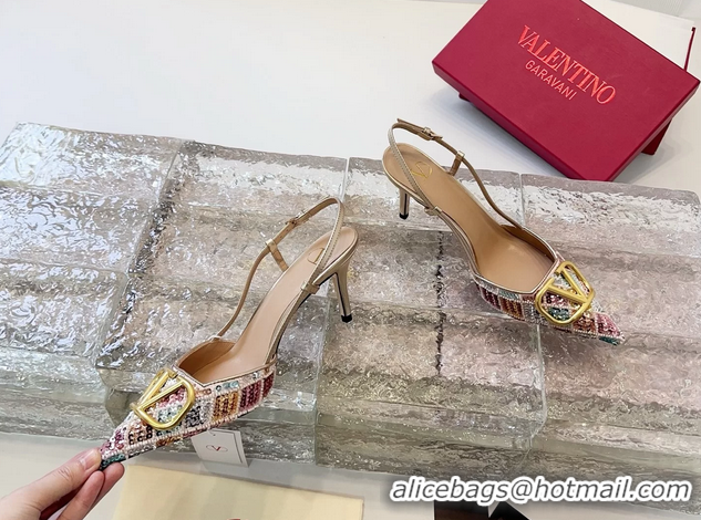 Charming Valentino Vlogo Multicolor Sequins Slingback Pumps 85MM 6060809