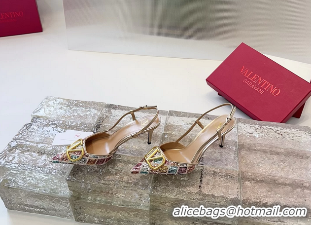 Charming Valentino Vlogo Multicolor Sequins Slingback Pumps 85MM 6060809