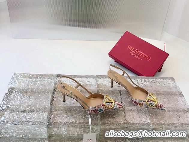 Charming Valentino Vlogo Multicolor Sequins Slingback Pumps 85MM 6060809
