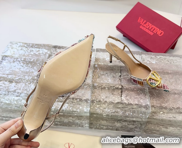 Charming Valentino Vlogo Multicolor Sequins Slingback Pumps 85MM 6060809