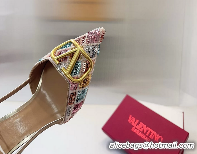 Charming Valentino Vlogo Multicolor Sequins Slingback Pumps 85MM 6060809