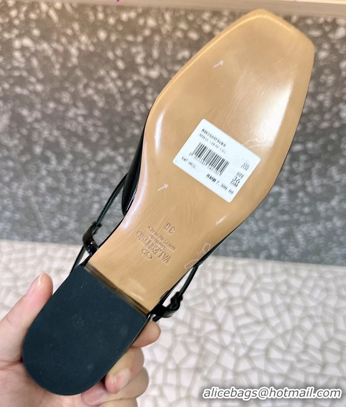 Popular Style Valentino Vlogo Signature Leather Slingback Flats Black Patent Leather 6060811