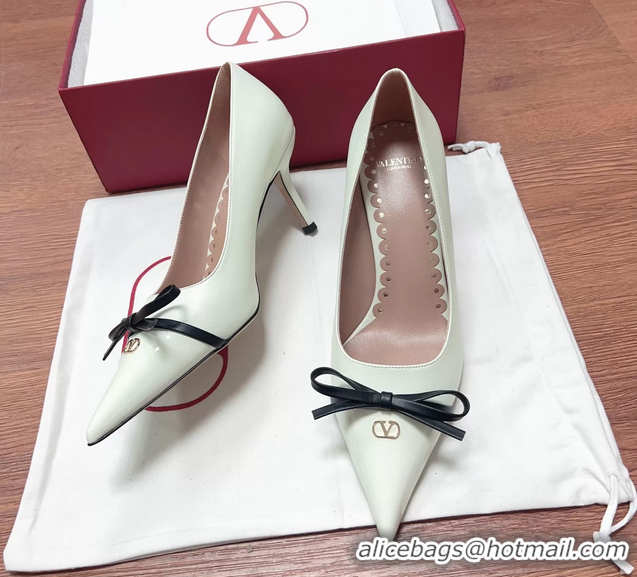 Classic Valentino Vlogo Bepointy Slingback Pump White Brown Patent Leather And Kidskin 85MM 6060901