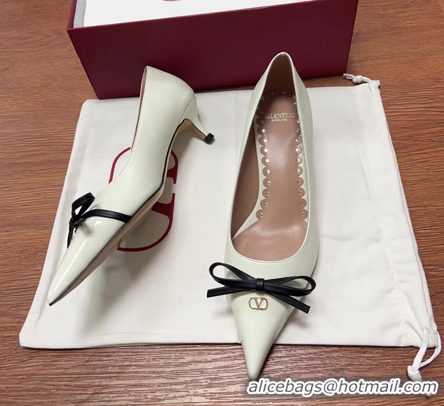 Low Price Valentino Vlogo Bepointy Slingback Pump Cream White Patent Leather And Kidskin 45MM 6060903