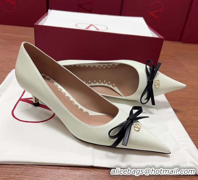 Low Price Valentino Vlogo Bepointy Slingback Pump Cream White Patent Leather And Kidskin 45MM 6060903