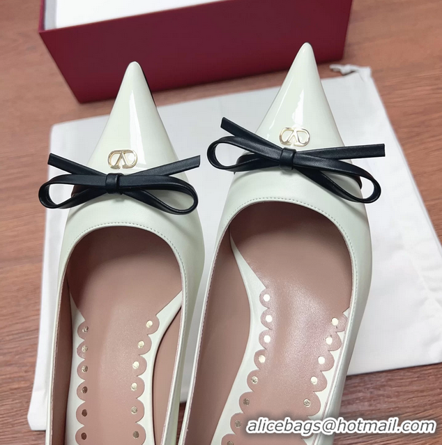 Low Price Valentino Vlogo Bepointy Slingback Pump Cream White Patent Leather And Kidskin 45MM 6060903