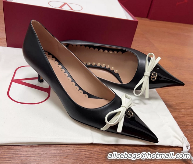 Luxurious Valentino Vlogo Bepointy Slingback Pump Black Patent Leather And Kidskin 45MM 6060904