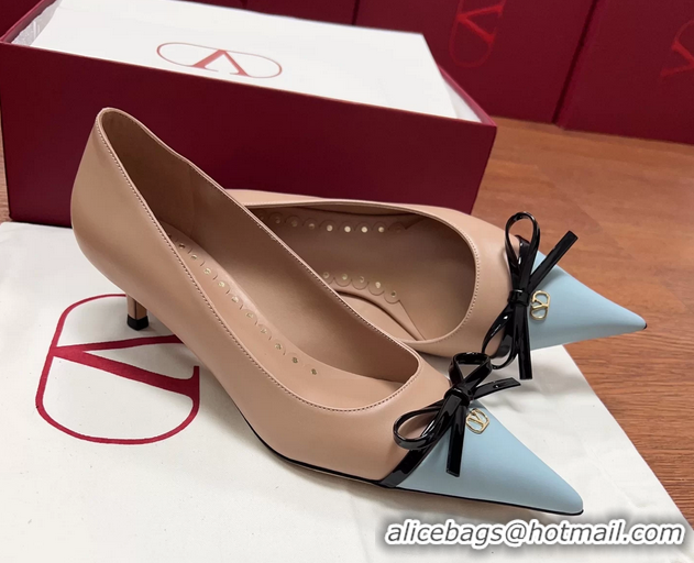 Low Cost Valentino Vlogo Bepointy Slingback Pump Beige Patent Leather And Kidskin 45MM 6060904