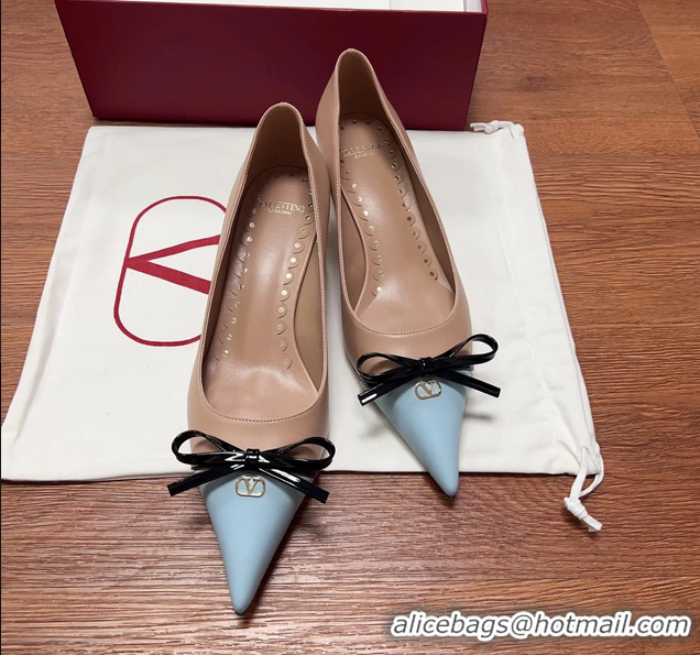Low Cost Valentino Vlogo Bepointy Slingback Pump Beige Patent Leather And Kidskin 45MM 6060904
