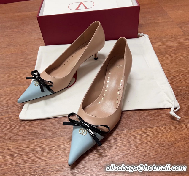 Low Cost Valentino Vlogo Bepointy Slingback Pump Beige Patent Leather And Kidskin 45MM 6060904