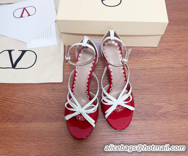 Popular Style Valentino Vlogo Bow High Heeled Sandals Red Patent Leather 85MM 6060906