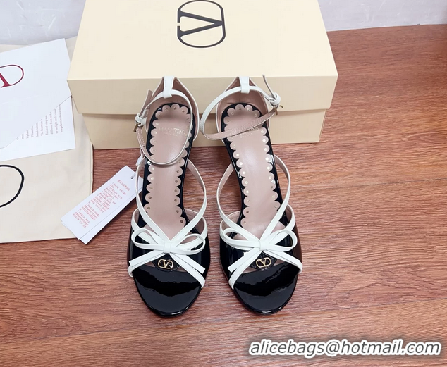 Cheap Price Valentino Vlogo Bow High Heeled Sandals Black Patent Leather 85MM 6060906