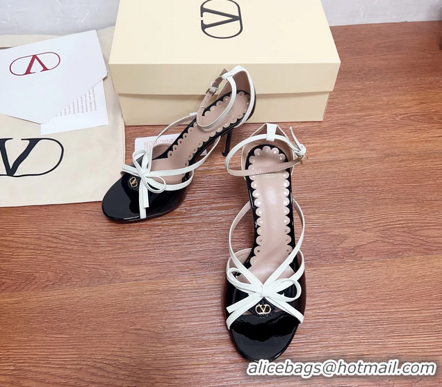 Cheap Price Valentino Vlogo Bow High Heeled Sandals Black Patent Leather 85MM 6060906