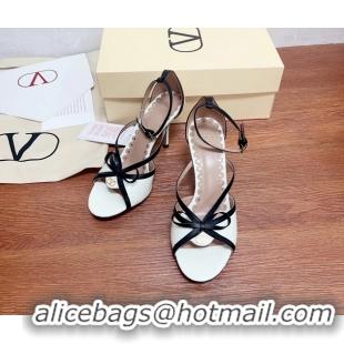 Big Discount Valentino Vlogo Bow High Heeled Sandals White Patent Leather 85MM 6060906