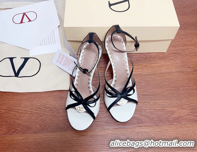 Big Discount Valentino Vlogo Bow High Heeled Sandals White Patent Leather 85MM 6060906