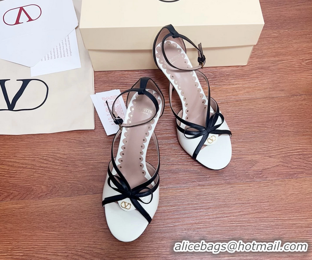 Big Discount Valentino Vlogo Bow High Heeled Sandals White Patent Leather 85MM 6060906