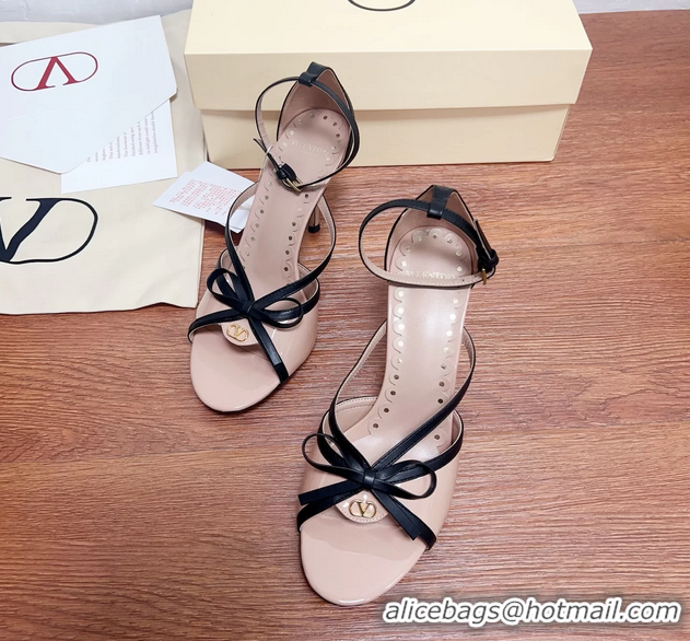 Original Cheap Valentino Vlogo Bow High Heeled Sandals Pink Patent Leather 85MM 6060906