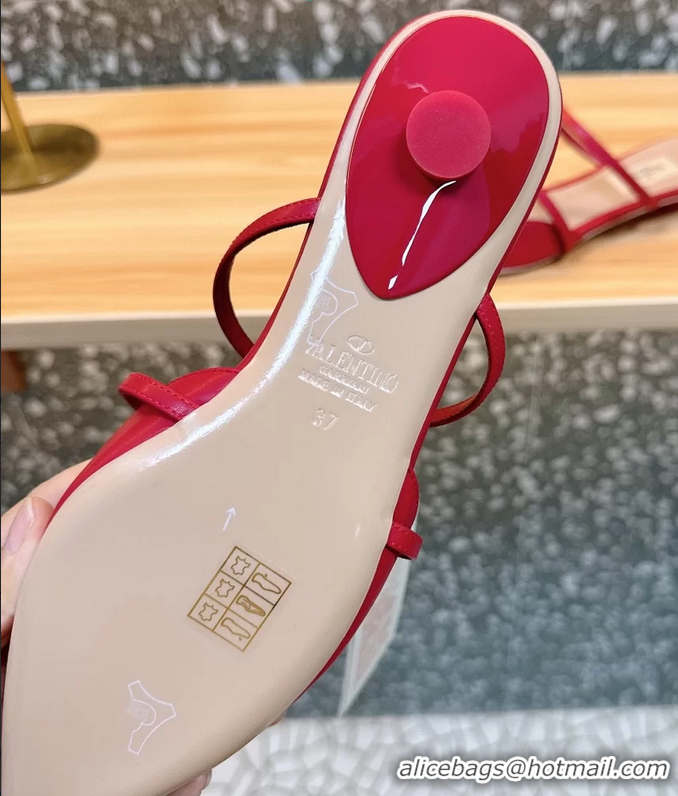 Sophisticated Valentino Garavani Rockstud Wispy Leather Flat Mules Red 6060907