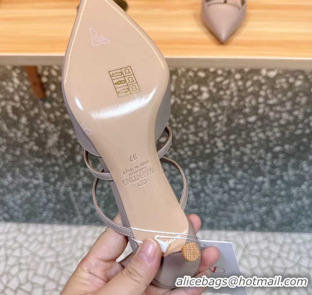 Good Product Valentino Garavani Rockstud Wispy Leather High Heeled Mules Nude 65MM 6060908