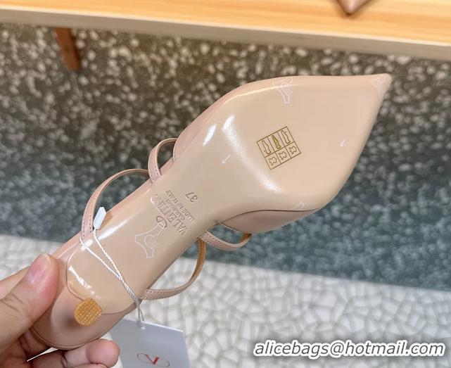 Duplicate Valentino Garavani Rockstud Wispy Leather High Heeled Mules Light Pink 65MM 6060908
