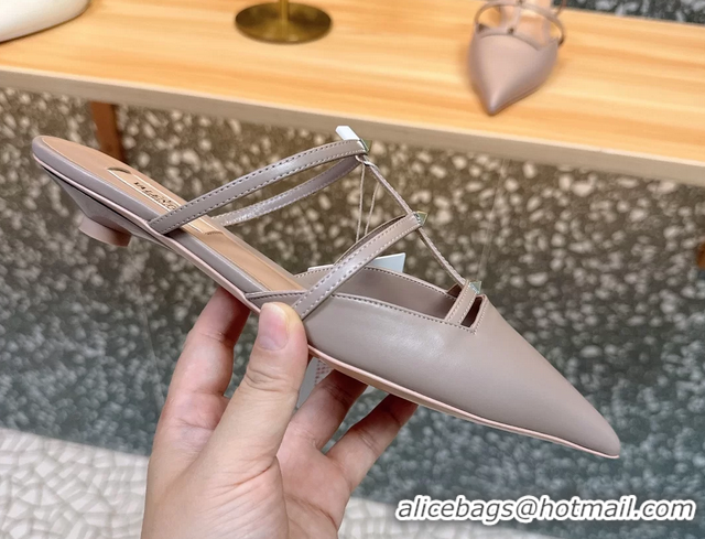 Best Valentino Garavani Rockstud Wispy Leather Flat Mules Nude 6060909