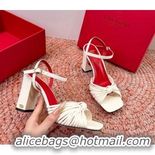 Cheap Valentino Annet High Heeled Sandals White Kidskin Leather 6060910