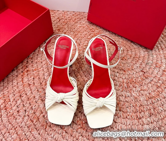 Cheap Valentino Annet High Heeled Sandals White Kidskin Leather 6060910