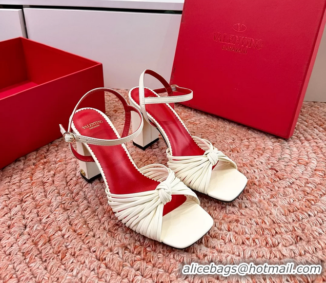 Cheap Valentino Annet High Heeled Sandals White Kidskin Leather 6060910