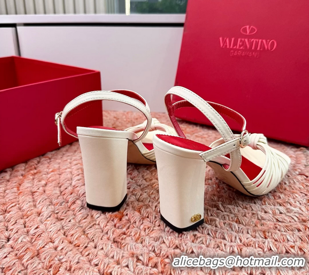 Cheap Valentino Annet High Heeled Sandals White Kidskin Leather 6060910
