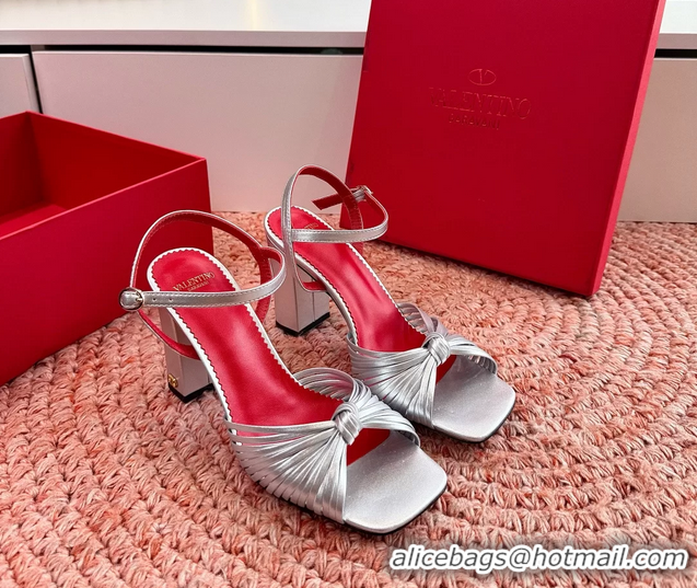 Sumptuous Valentino Annet High Heeled Sandals Silver Kidskin Leather 6060910