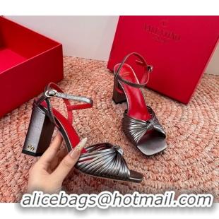 Buy Fashionable Valentino Annet High Heeled Sandals Gray Silver Kidskin Leather 6060910