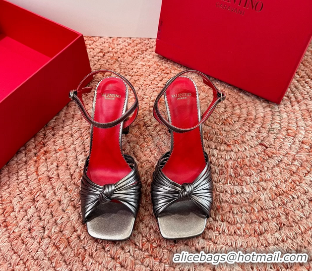 Buy Fashionable Valentino Annet High Heeled Sandals Gray Silver Kidskin Leather 6060910