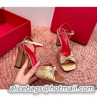 Cheap Valentino Annet High Heeled Sandals Gold Kidskin Leather 6060910