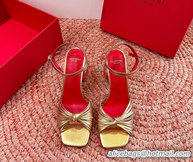 Cheap Valentino Annet High Heeled Sandals Gold Kidskin Leather 6060910