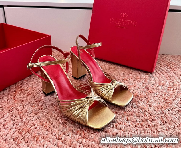 Cheap Valentino Annet High Heeled Sandals Gold Kidskin Leather 6060910