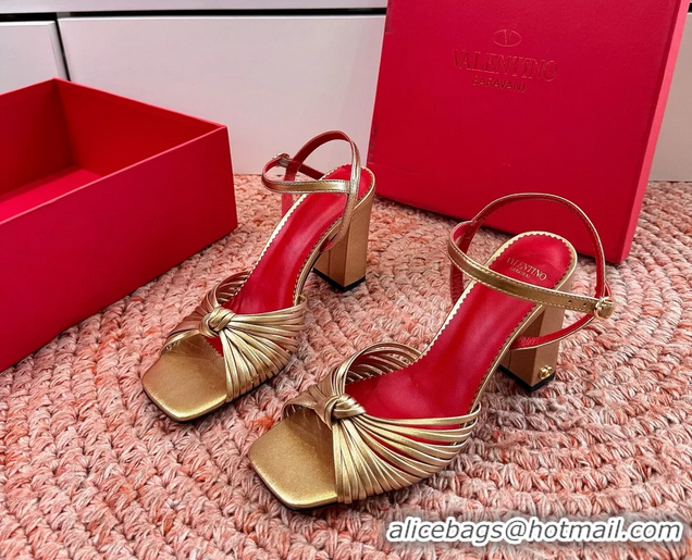 Cheap Valentino Annet High Heeled Sandals Gold Kidskin Leather 6060910