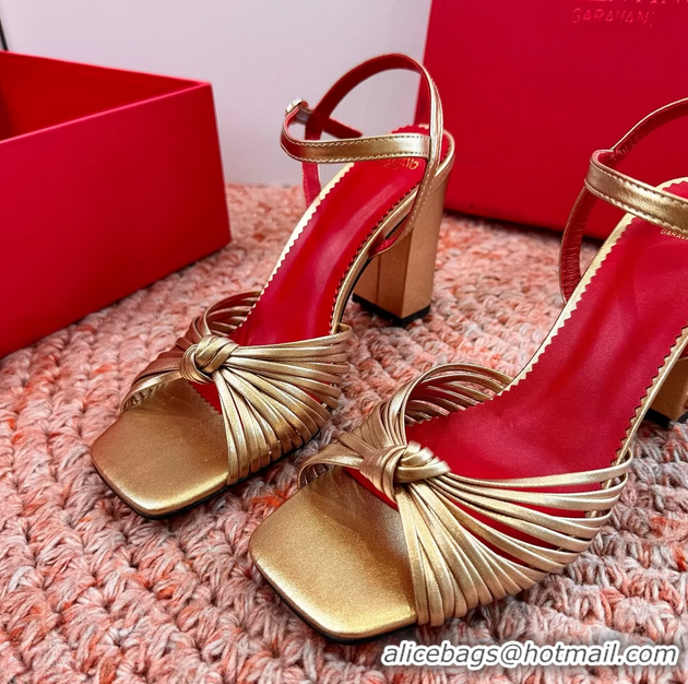Cheap Valentino Annet High Heeled Sandals Gold Kidskin Leather 6060910